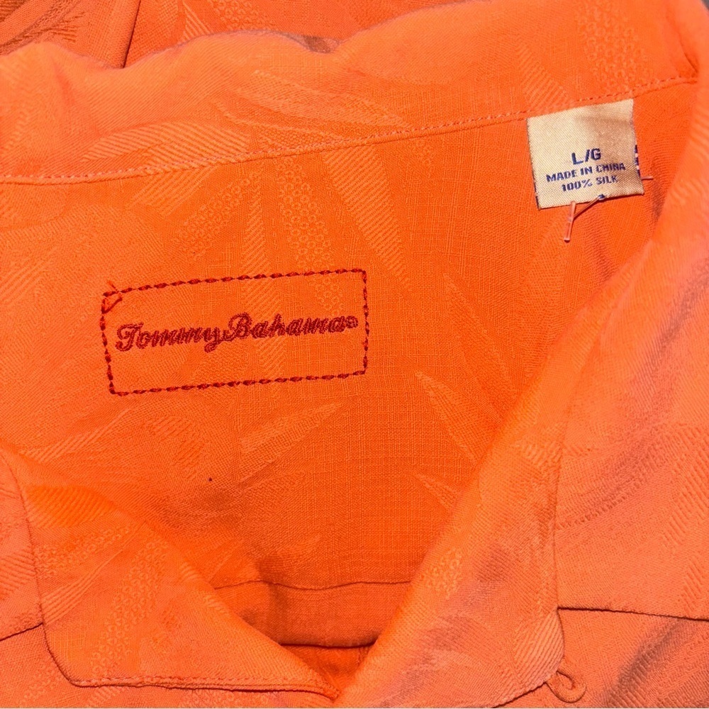 Tommy Bahama Orange Silk Short Sleeve Shirt, Large - Picture 2 of 4